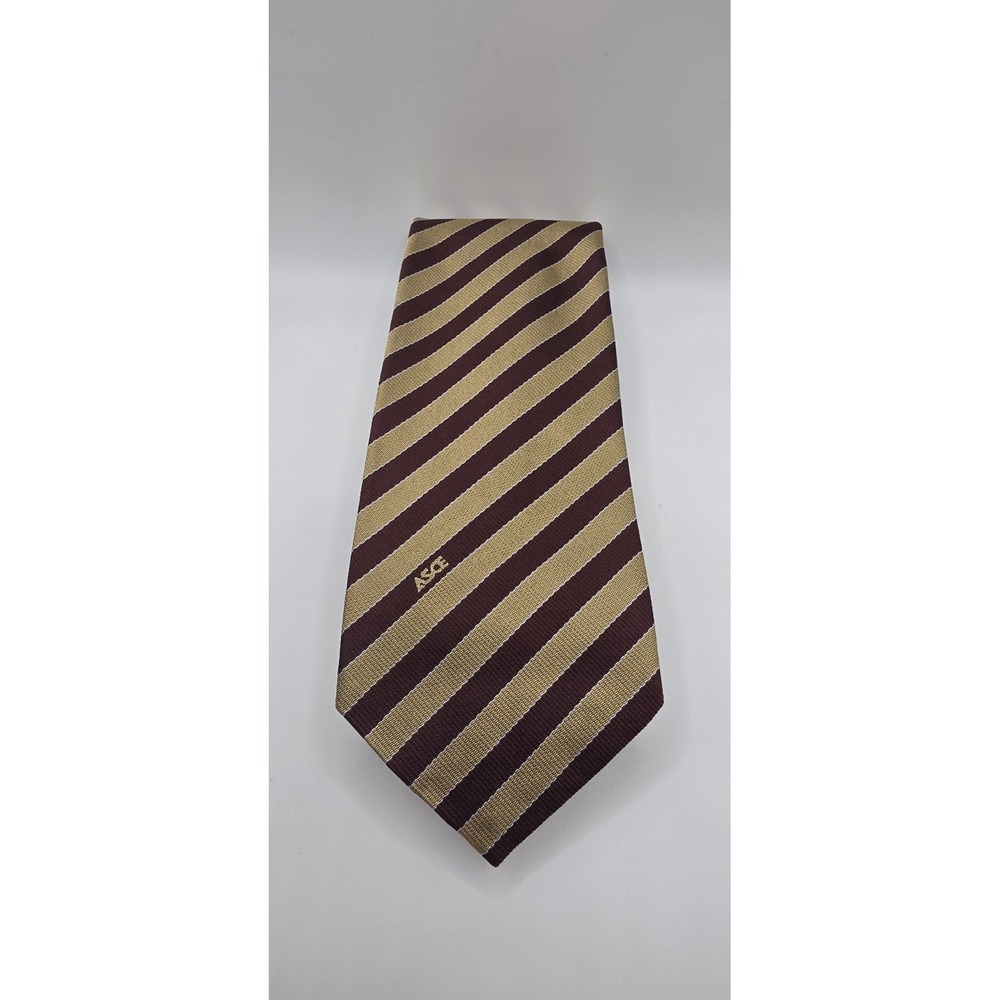 Wm Chelsea Ltd ASCE Silk Tie Mens Maroon Gold Striped Civil Engineers Necktie